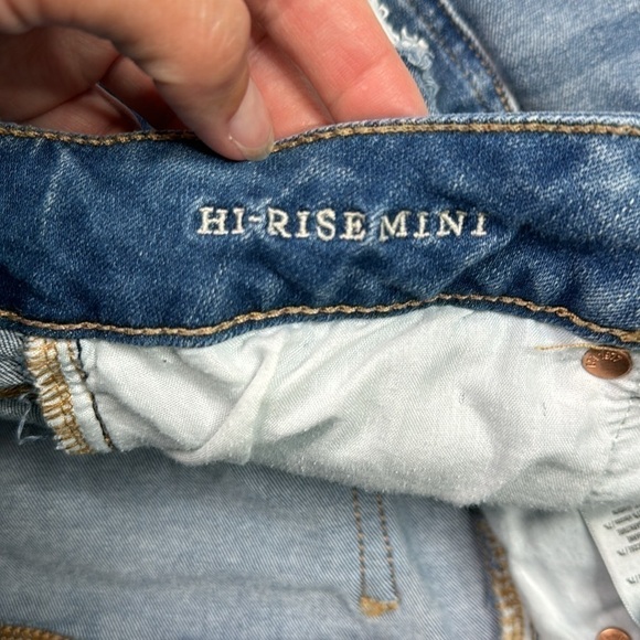 American Eagle Next Level Stretch X Hi Rise Mini Distressed Jean Skirt 6 Regular - Picture 6 of 8